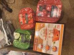 Copper Chef egg maker, mini igloo cooler, plastic storage container