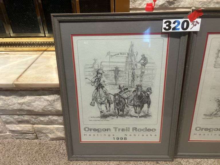 Oregon Trail rodeo prints in frames