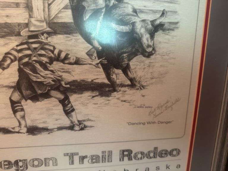 Oregon Trail rodeo prints and lamp