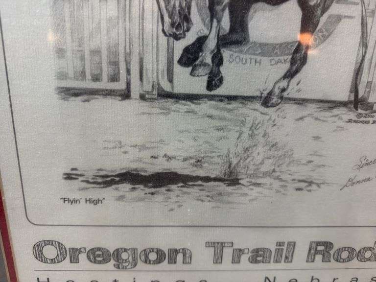 Oregon Trail rodeo prints in frames