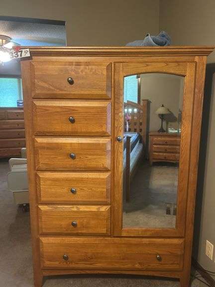 Wooden mirrored armoire
