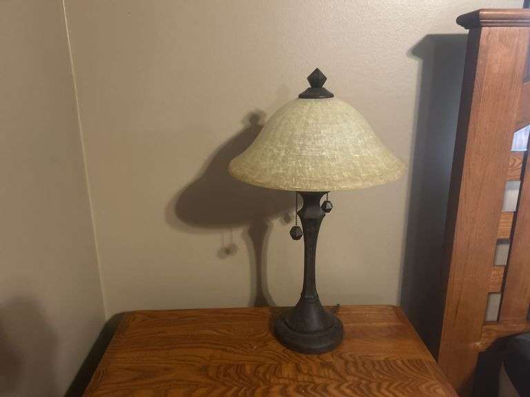 Bedside table and lamp