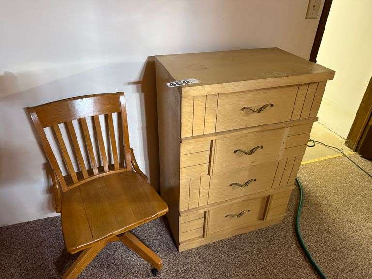 Vintage blonde, wooden dresser and Wood