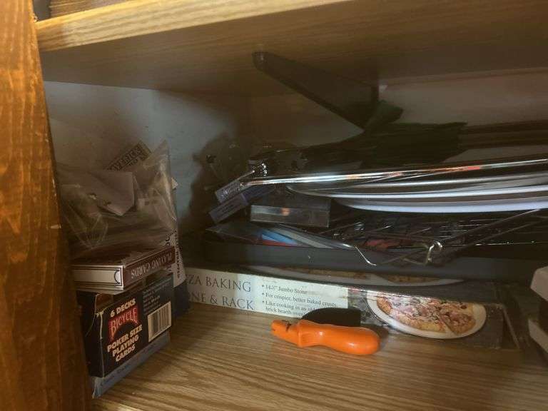 Deep fryer, serving trays, knife, sharpener, and more