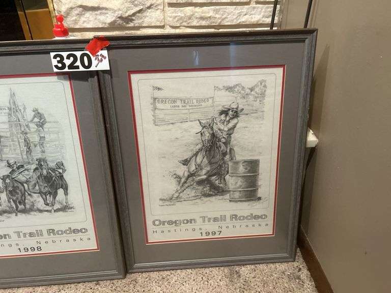 Oregon Trail rodeo prints in frames