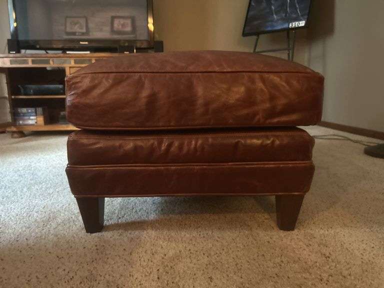Leather restoration hardware ottoman