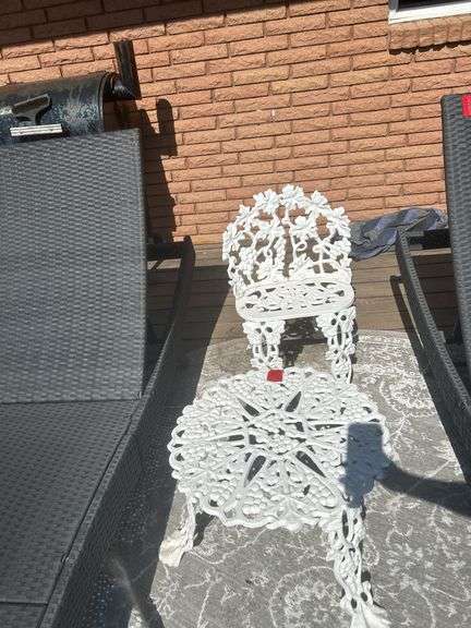 Wrought iron table and chair