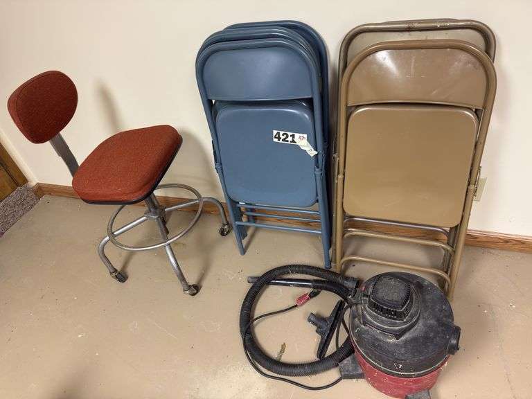Folding chairs and shop vac