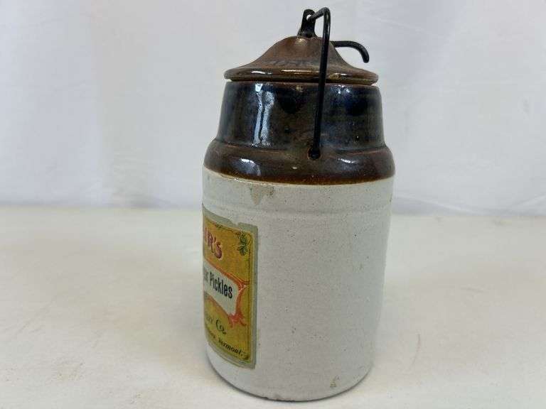A.L. Blair’s spiced cider vinegar pickles stoneware jar