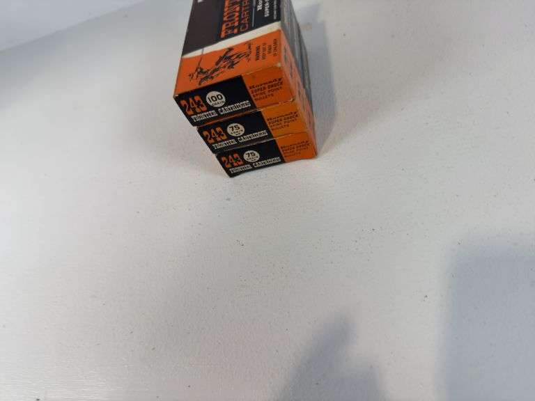 243 Winchester ammunition lot contains two boxes frontier 243 Winchester ammunition. 32 rounds of 75