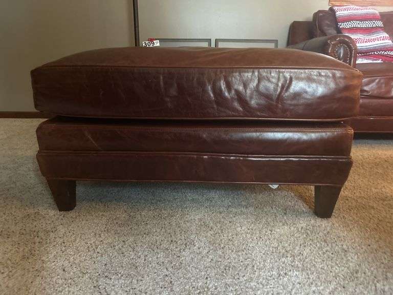 Leather restoration hardware ottoman
