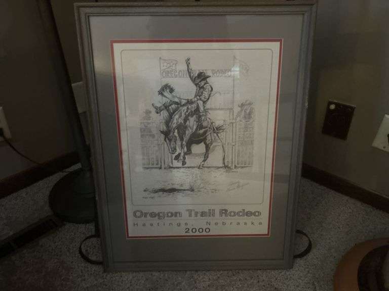 Oregon Trail rodeo prints in frames