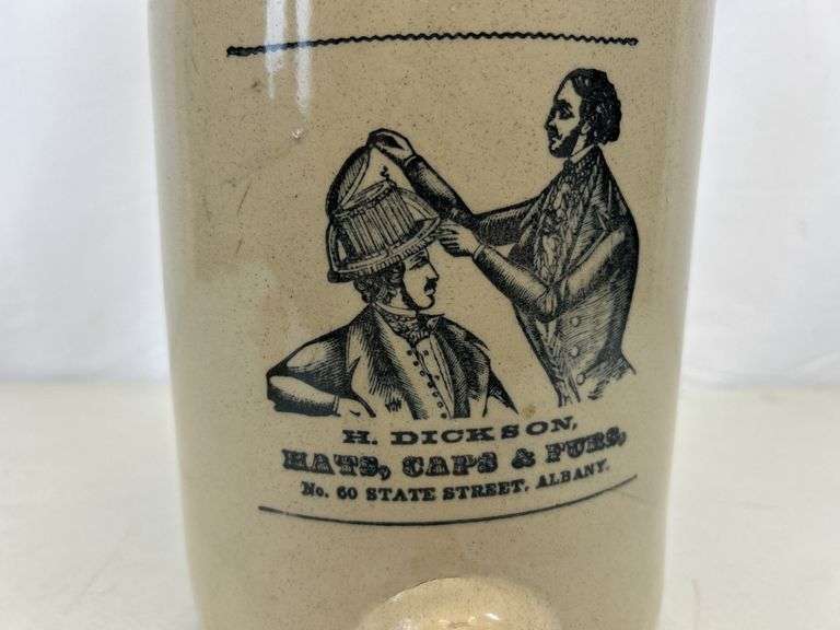 H. Dickson Hats, Caps, & Furs whisky jug