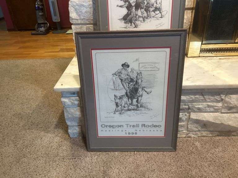 Framed Oregon Trail rodeo prints