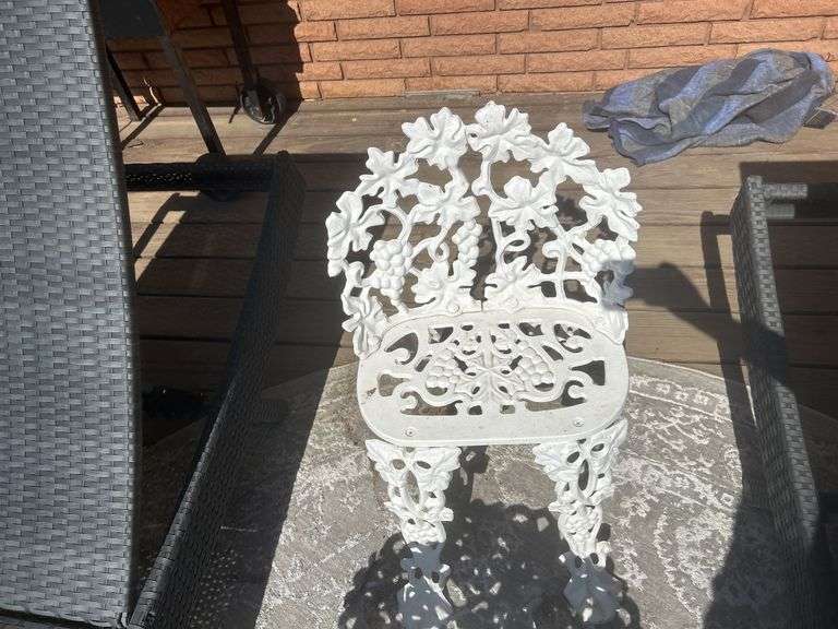 Wrought iron table and chair