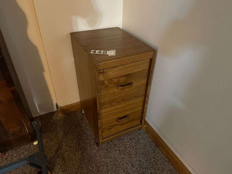 Two drawer wood cabinet