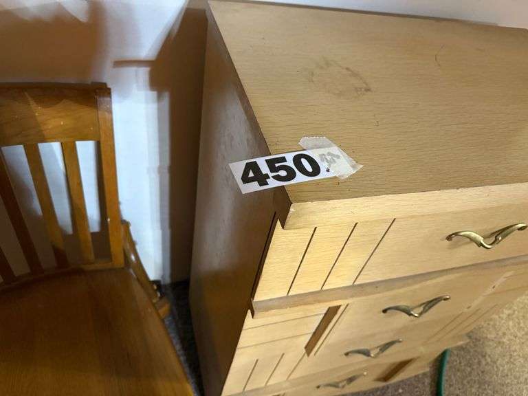 Vintage blonde, wooden dresser and Wood