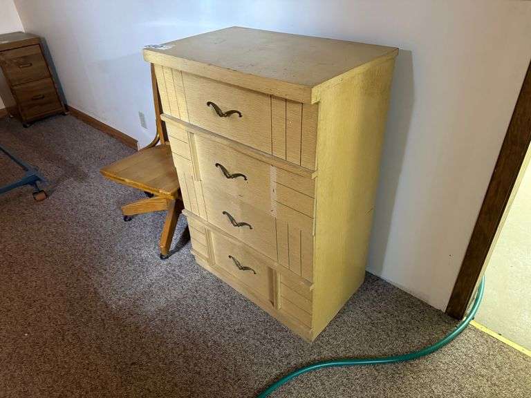 Vintage blonde, wooden dresser and Wood