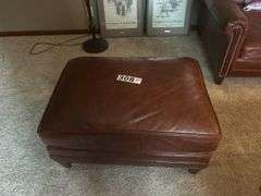 Leather restoration hardware ottoman