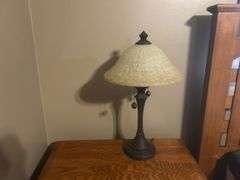 Bedside table and lamp