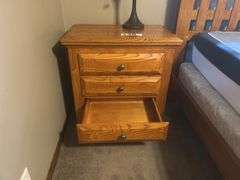 Bedside table and lamp
