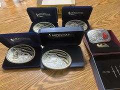 Montana silver Smith-Oregon Trail rodeo belt buckles