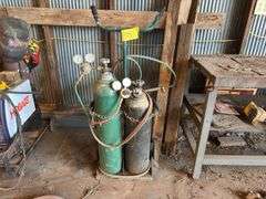 Oxy acetylene tanks on cart