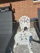 Wrought iron table and chair