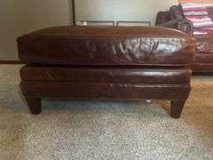 Leather restoration hardware ottoman