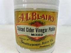 A.L. Blair’s spiced cider vinegar pickles stoneware jar
