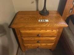 Bedside table and lamp