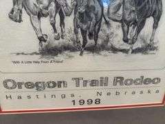Oregon Trail rodeo prints in frames