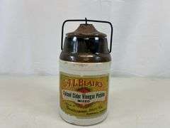 A.L. Blair’s spiced cider vinegar pickles stoneware jar