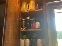 Coffee cups, crystal jars, cutting boards and more