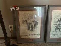 Oregon Trail rodeo prints and lamp