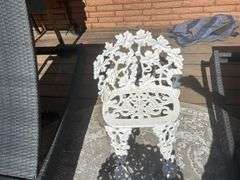Wrought iron table and chair