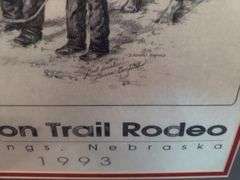 Oregon Trail rodeo prints and lamp