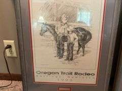 Oregon Trail rodeo prints and lamp