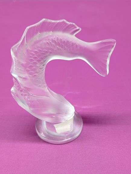 Frosted Lalique crystal leaping koi