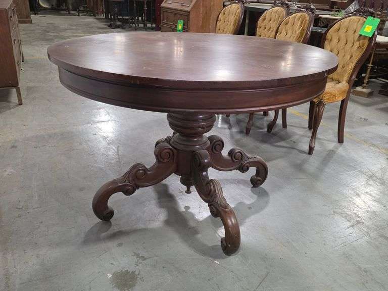 Napoleon III Style Walnut Pedestal Table- 31"H x 71.5"D