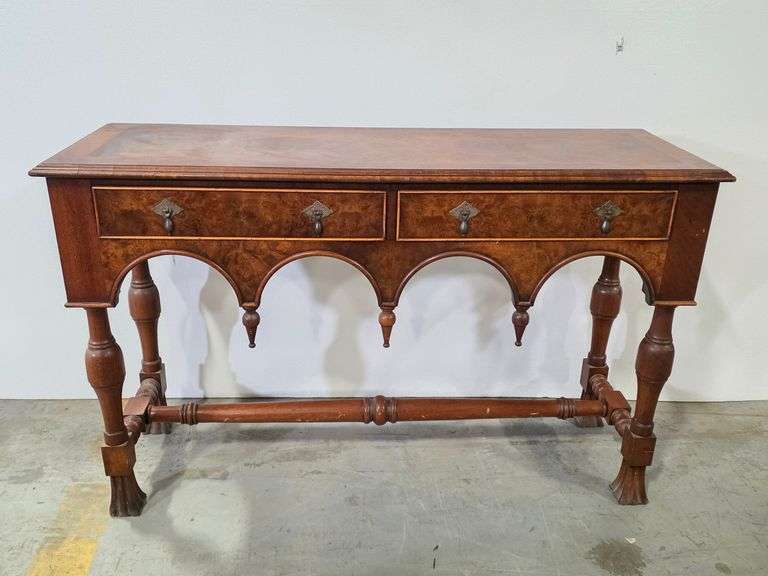 Antique Burl Walnut Inlaid Edwardian Sideboard- 31"H x 50"W x 16"D