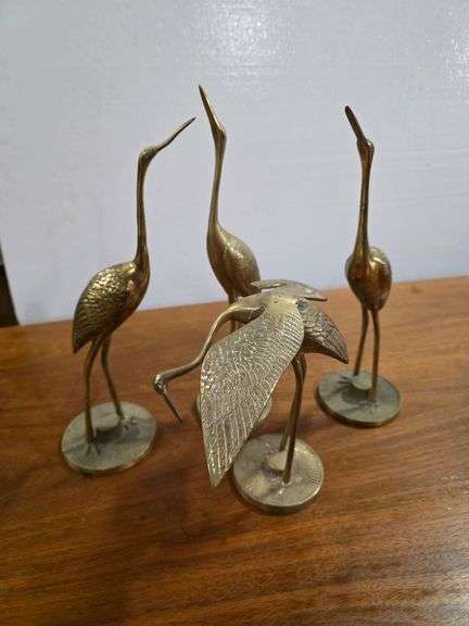 MCM Leonard Silver Mfg. Co. Solid Brass Crane Figures