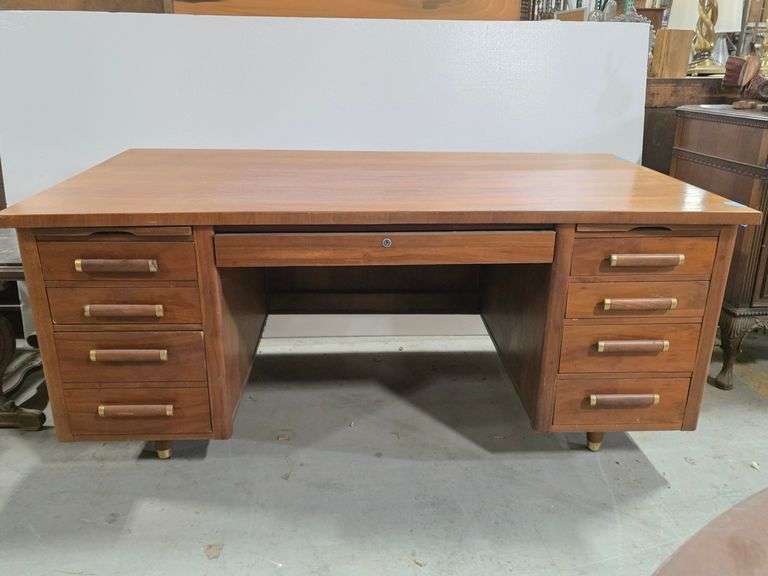 MCM Walnut Executive Desk- 29"H x 66"W x 35.5"D