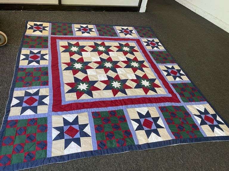 Vintage Handmade Lone Star Patchwork Quilt