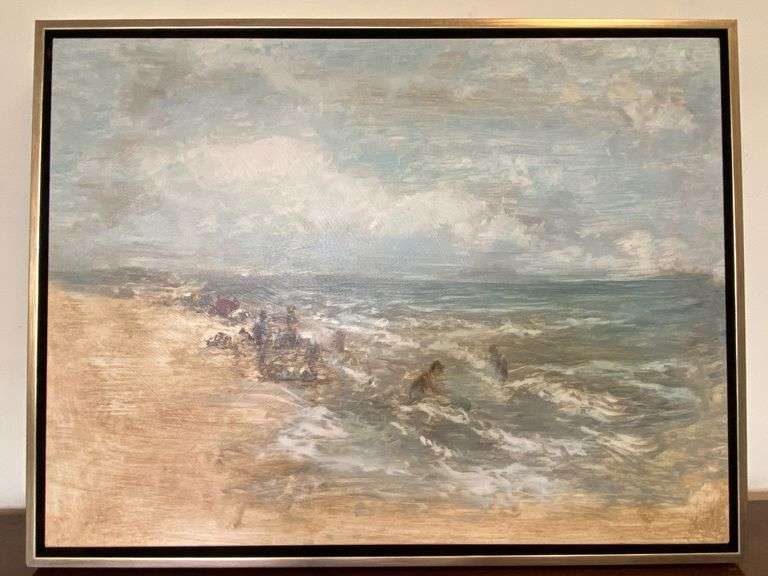 Framed Impressionist Seascape Giclee on wrapped Canvas