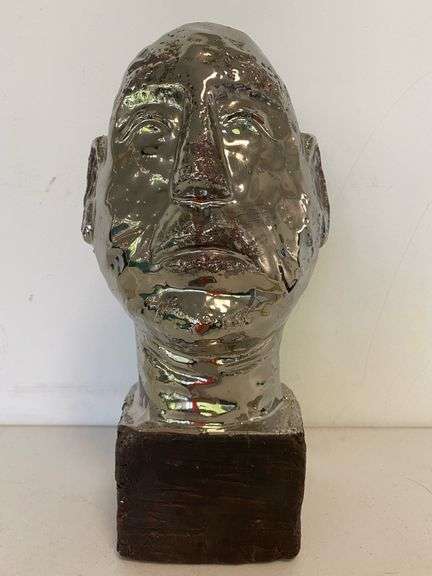 Metallic Glazed Cycladic Style Sculptural Bust