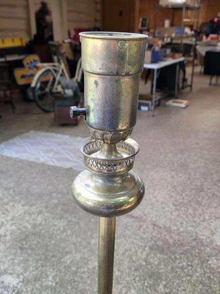Vintage Brass Torchiere Floor Lamp