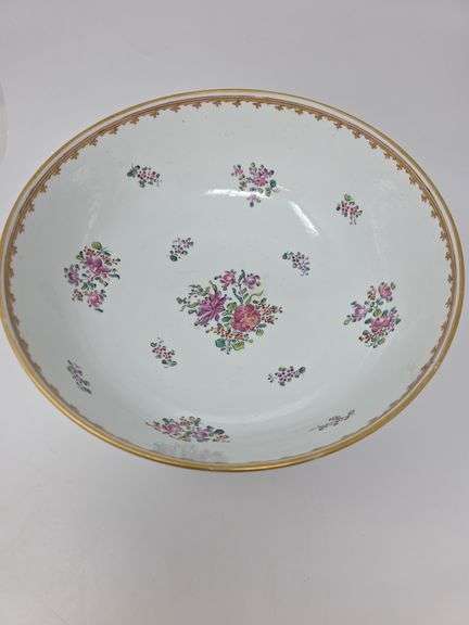 Chinese Export Armorial Style Porcelain Punch Bowl believed to be by Samson