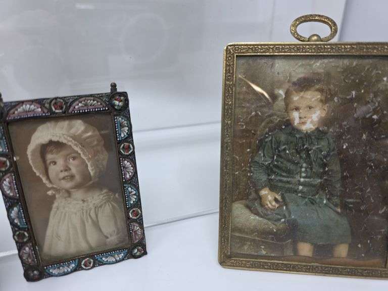 Antique Picture Frames with Antique Photos and 1 double frame with photo of older photographs