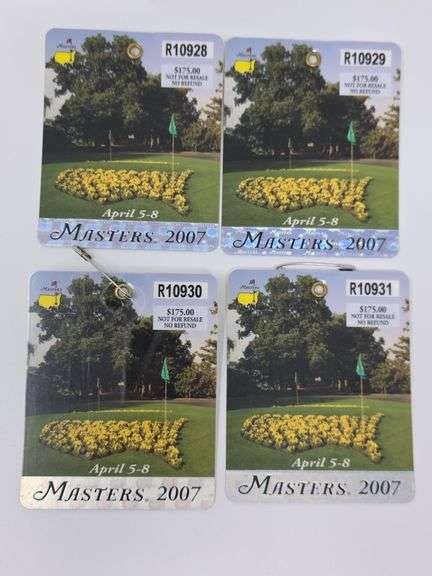 4) 2007 Vintage Masters Tournament Badges-Zach Johnson Champion